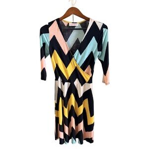 Madelynn Chevron Patterned Multicolor Lightweight Stretchy Dress